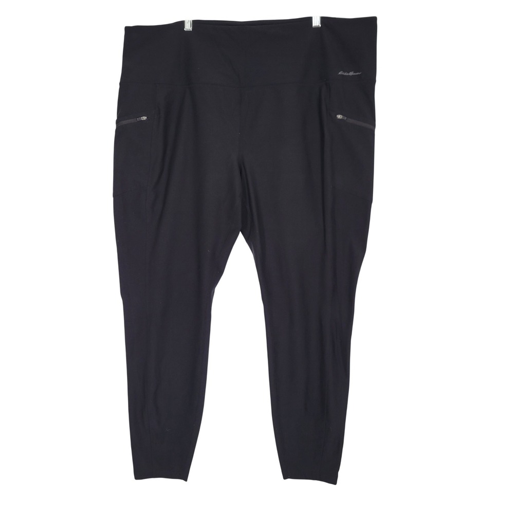 Eddie Bauer Womens 3X Black Performance Leggings Crop Pants Zip pocket